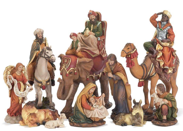 Nativity Set Colorful 10-Piece 8.75in