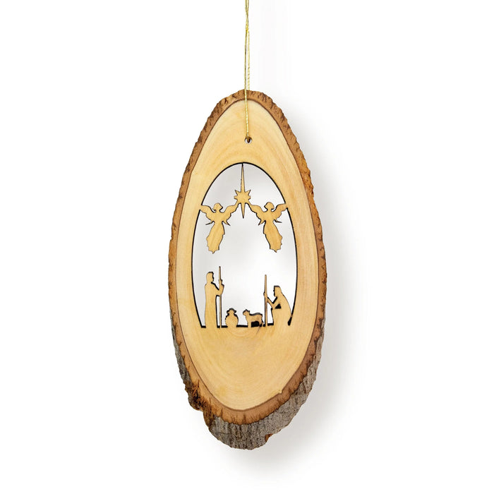 Shepherds with Angels – Live Edge Olive Wood Slab Ornament