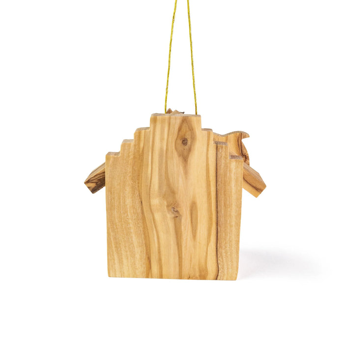 Olive Wood 3D Nativity with Long Base Ornament