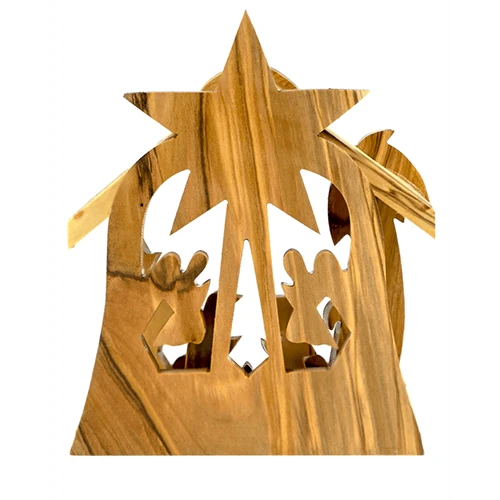 Olive Wood 3D Nativity Scene Grotto Ornament - Large