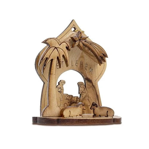 Dome Nativity Scene, Olive Wood Manger Grotto