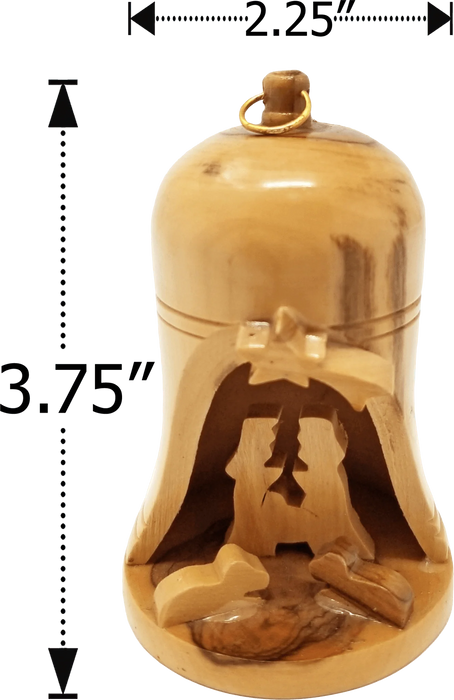 Holy Land Olive Wood Nativity Bell Ornament