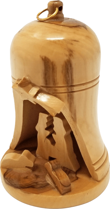 Holy Land Olive Wood Nativity Bell Ornament