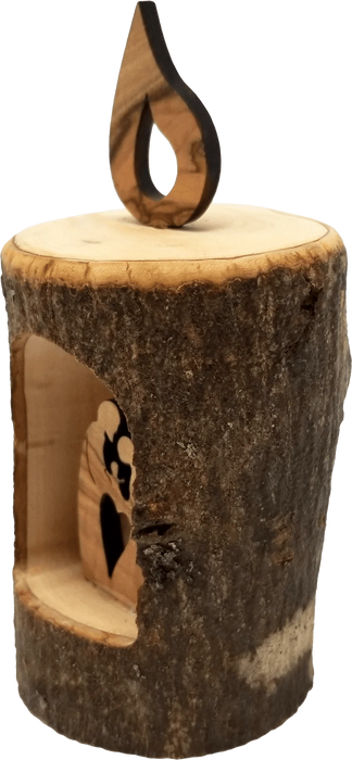 Holy Land Olive Wood Candle Nativity Log