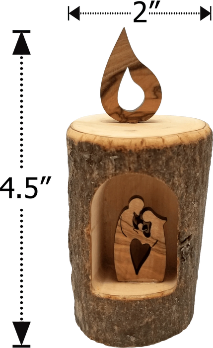 Holy Land Olive Wood Candle Nativity Log
