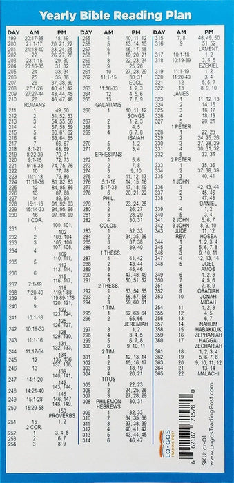 Bible Reading Plan Laminated Card