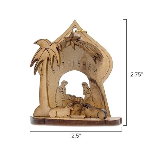 Dome Nativity Scene, Olive Wood Manger Grotto