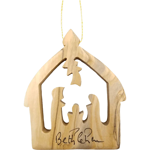 Olive Wood Bethlehem Nativity 3" Ornament