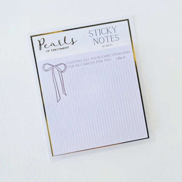 Cast Your Care Sticky Notes | Bow Scripture 1 Peter