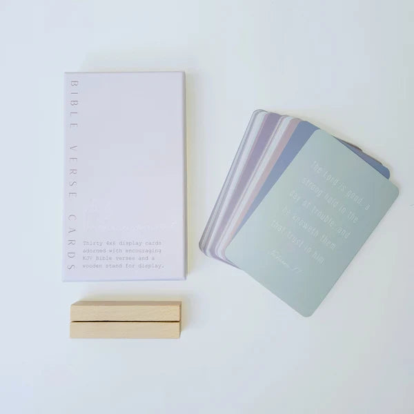 Bible Verse Cards | KJV Pastel 30ct Wooden Stand