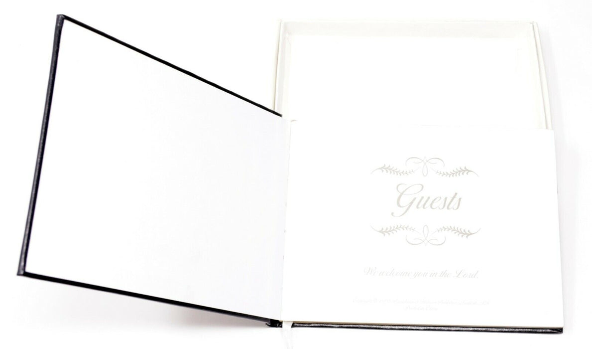 LARGE BONDED LEATHER CHURCH GUEST BOOK- BLACK