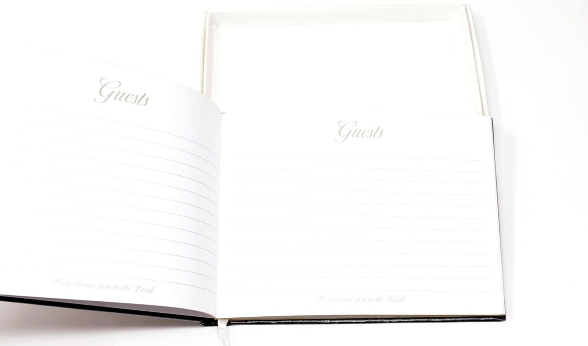 LARGE BONDED LEATHER CHURCH GUEST BOOK- BLACK