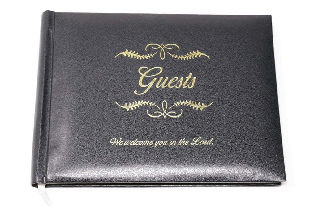 LARGE BONDED LEATHER CHURCH GUEST BOOK- BLACK