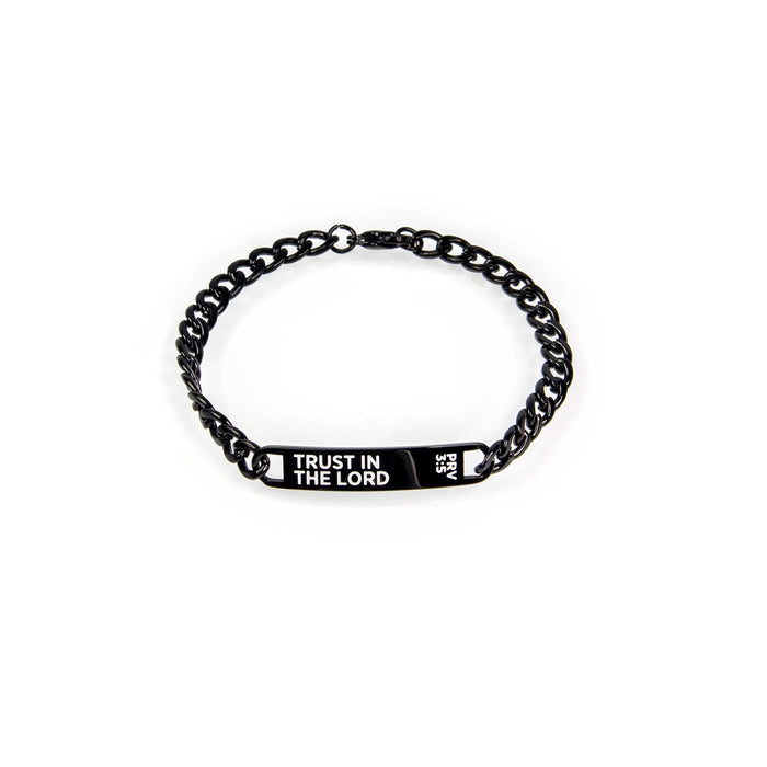 Black Scripture Stainless Steel ID Bracelet