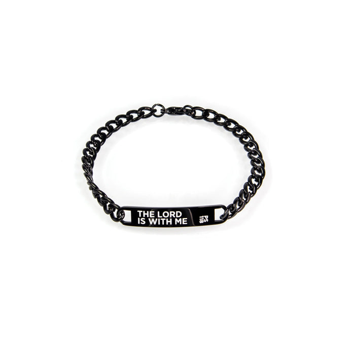 Black Scripture Stainless Steel ID Bracelet