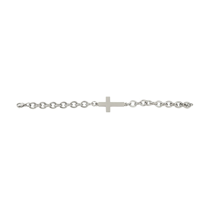 Stainless Steel Inline Cross Bracelet- Heavy Chain