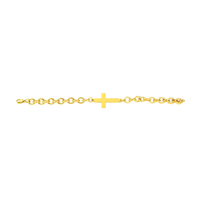 Stainless Steel Inline Cross Bracelet- Heavy Chain