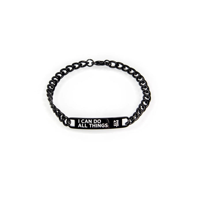 Black Scripture Stainless Steel ID Bracelet