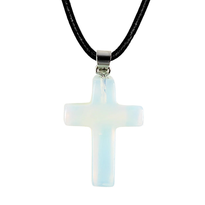 Stone Cross Pendant - Opal