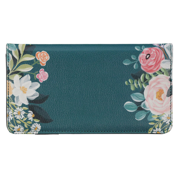Be Still and Know Teal Floral Checkbook Cover
