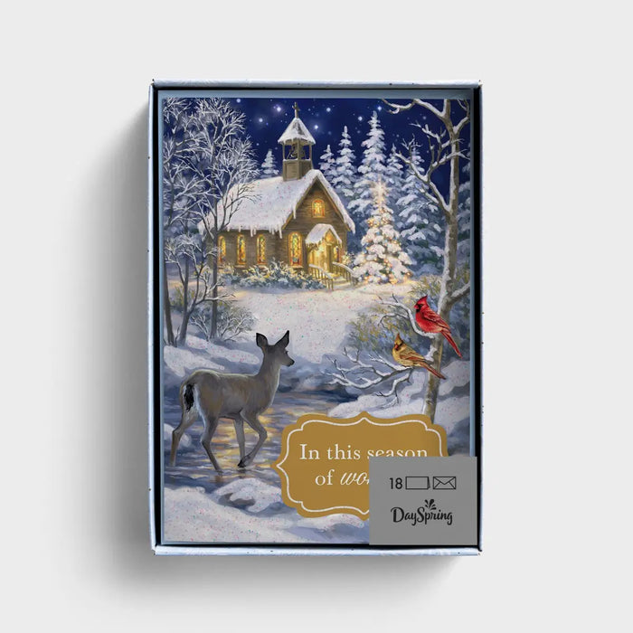 Peaceful Church - 18 Christmas Boxed Cards and Envelopes #U4234