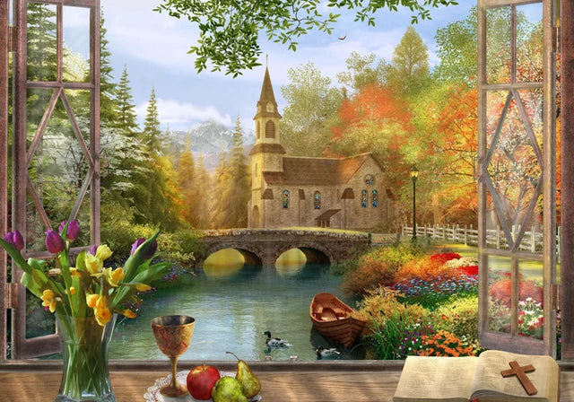 Autumn Church Jigsaw Puzzle - 550 PC