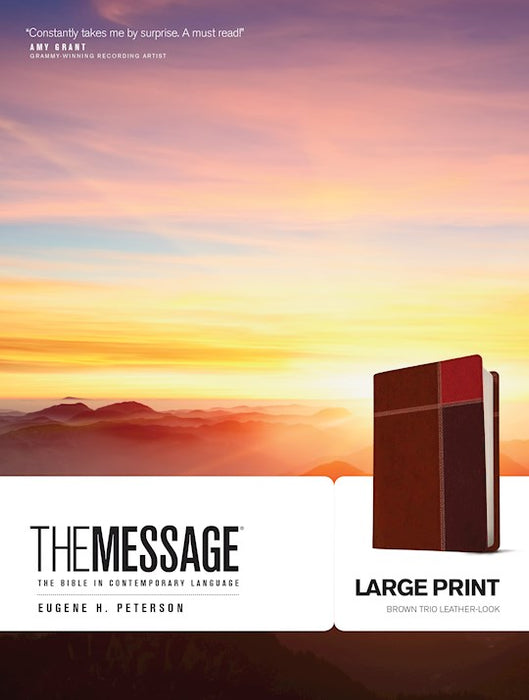 The Message Bible, Large Print, Brown Trio Leather-Look