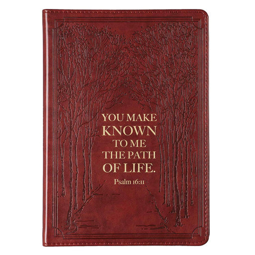 The Path of Life Brown Slimline LuxLeather Journal - Psalm 16:11