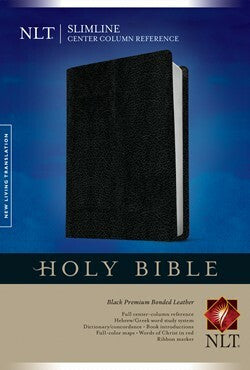 NLT Slimline Center Column Reference Bible, Bonded Leather Black