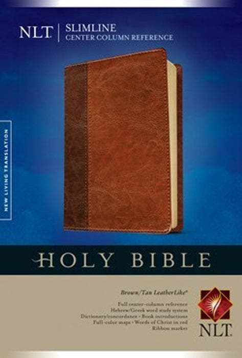 NLT Slimline Center Column Reference Bible, Tan Leatherlike